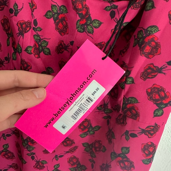 Betsey Johnson Pink Dress with Red Floral Accents - Picture 8 of 8